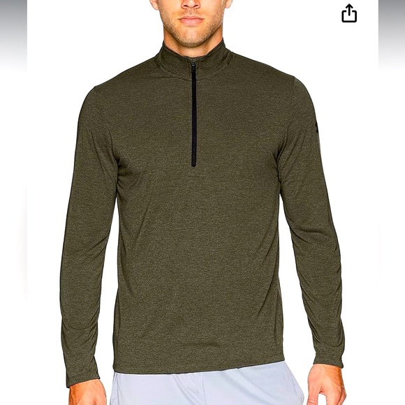 Under Armour Men's Threadborne 1/2 Zip Green Black Light Weight Pull over - Picture 1 of 12